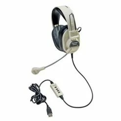 Califone 3066AV-USB 3066USB Stereo Headset In White With Microphone And USB Plug